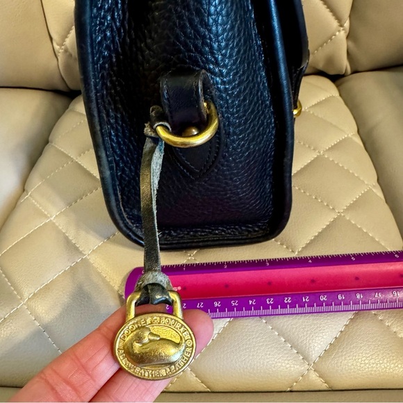 Black and Gold Tone Dooney & Bourke Structured Crossbody Bag with Flap Closure - Picture 3 of 5